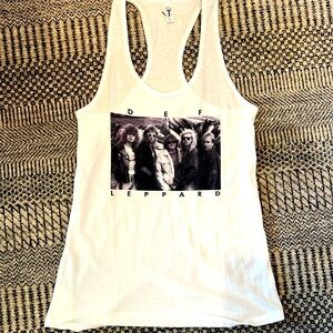 Def Leppard racer back white tank top